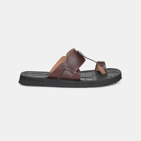 Bata maroon casual toe ring slippers for men